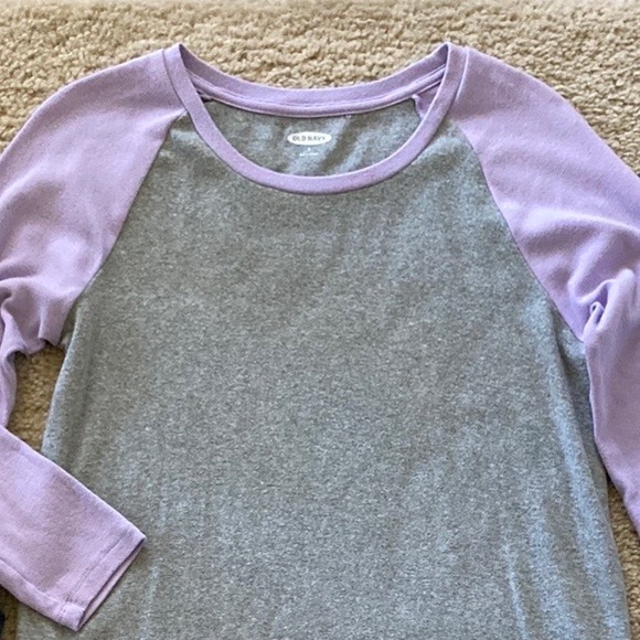 Old Navy Grey & Lavender Baseball Style Tee - Picture 3 of 6